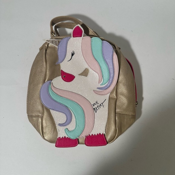 Pink and Gold Unicorn Backpack with Rounded Shape - Picture 1 of 6